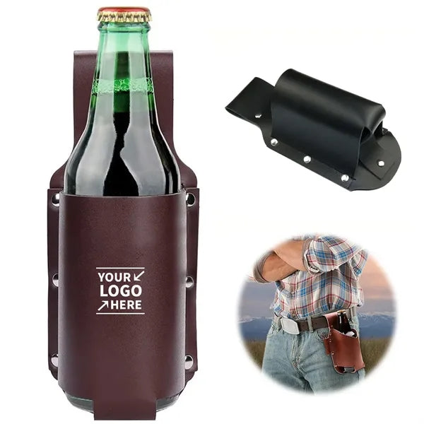 Portable Outdoor Leather Can Holder Beer Bottle Holster Bag