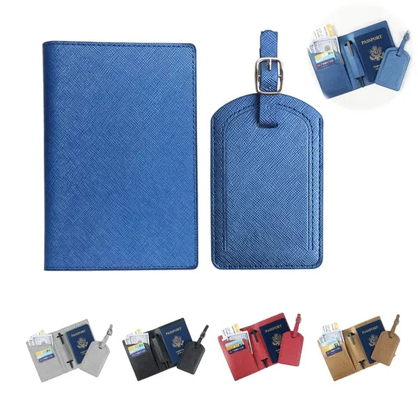 Multifunctional PU Leather Passport Holder Luggage Tag Set