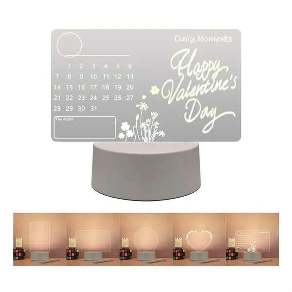 USB Light Up Acrylic Night Lamp Memo Board W/ Pen