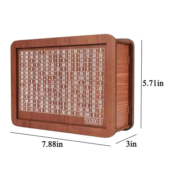 Target Amount Money Box With Counter Wooden Cash