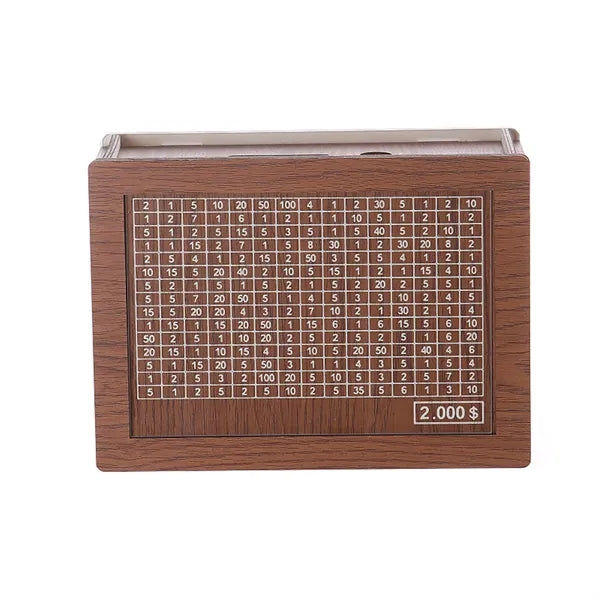 Target Amount Money Box With Counter Wooden Cash