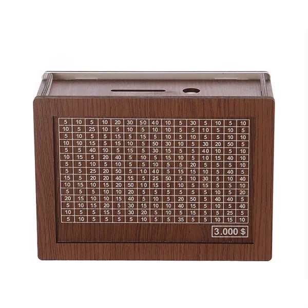 Target Amount Money Box With Counter Wooden Cash