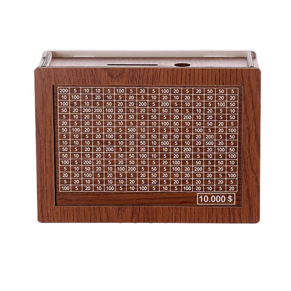 Target Amount Money Box With Counter Wooden Cash