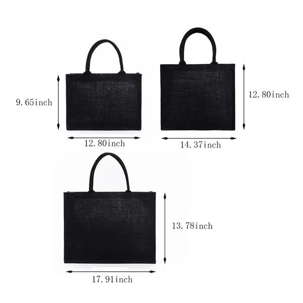 Large capacity portable fashion waterproof jute tote bag