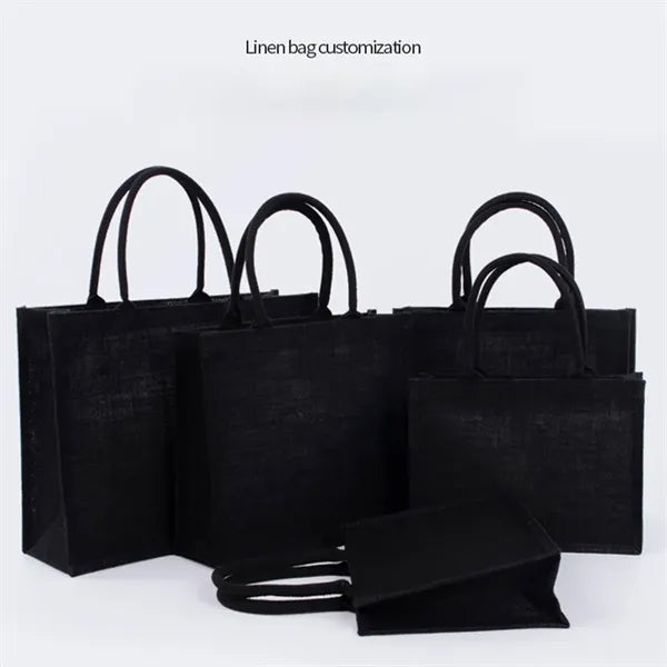 Large capacity portable fashion waterproof jute tote bag