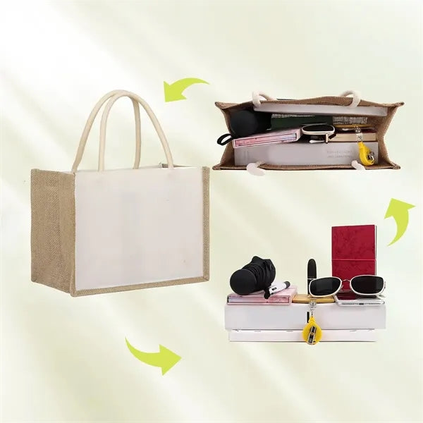 Large Capacity Portable Waterproof Jute Tote Bag