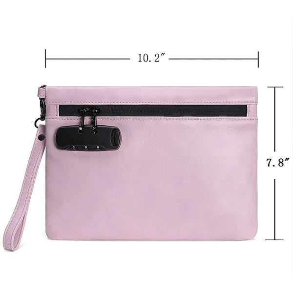 10.2" Smell Proof Zipper Pu Pouch With Combination Lock