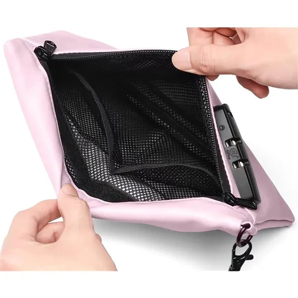 10.2" Smell Proof Zipper Pu Pouch With Combination Lock