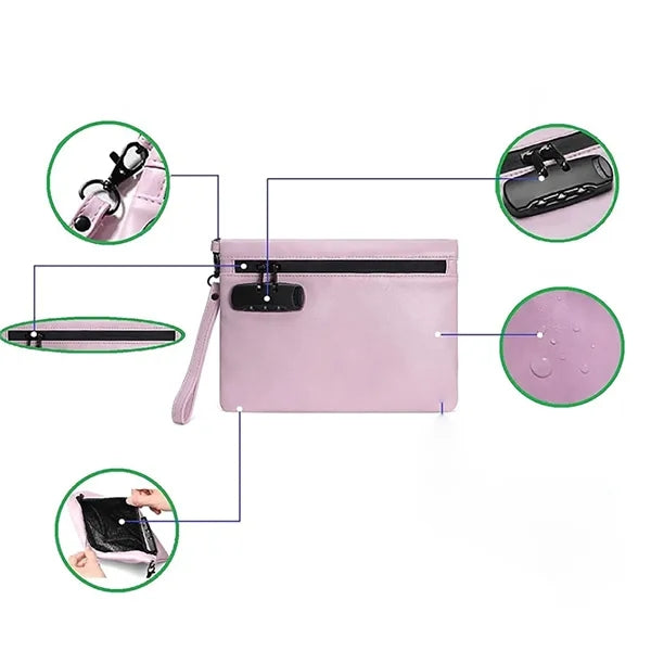 10.2" Smell Proof Zipper Pu Pouch With Combination Lock