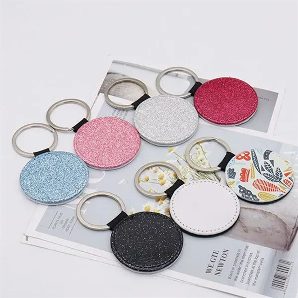 PU Leather Round Keychain