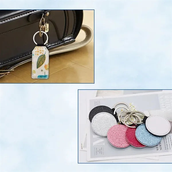PU Leather Round Keychain