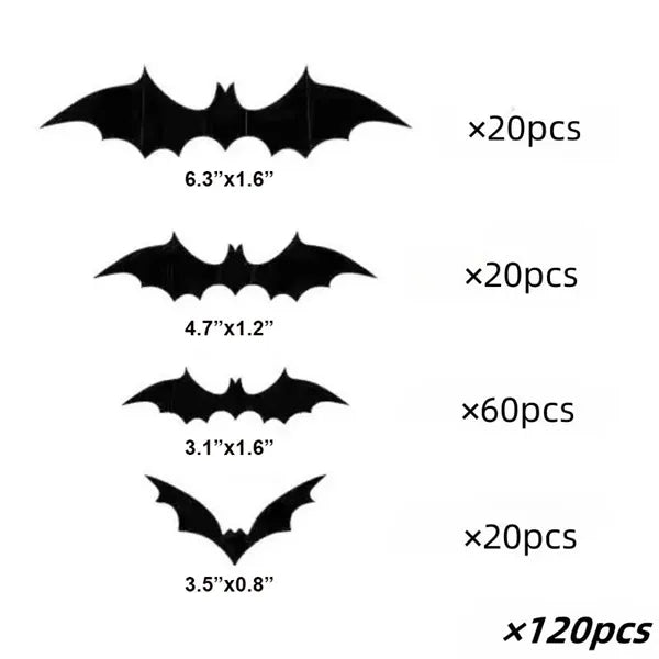 120 Pcs 3D Bat Halloween Decoration Stickers