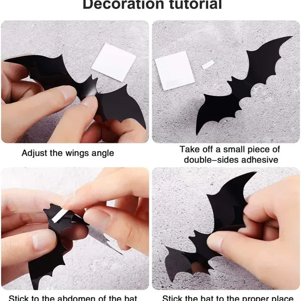 120 Pcs 3D Bat Halloween Decoration Stickers