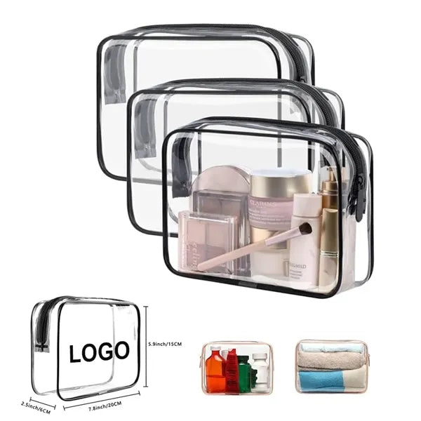PVC Clear Waterproof Toiletry Bag for Travel and Makeup