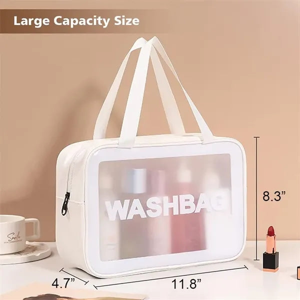 Matte Translucent Toiletry Bag with Handle Makeup Cosmetic O