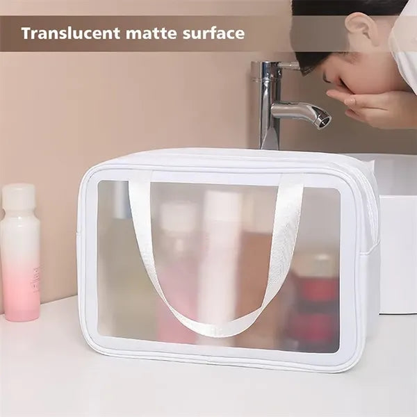 Matte Translucent Toiletry Bag with Handle Makeup Cosmetic O