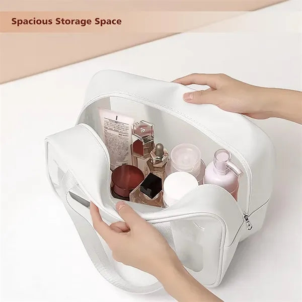 Matte Translucent Toiletry Bag with Handle Makeup Cosmetic O