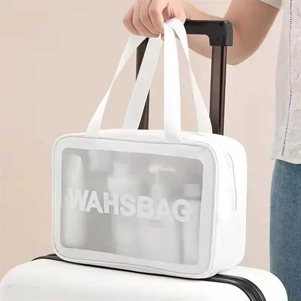 Matte Translucent Toiletry Bag with Handle Makeup Cosmetic O