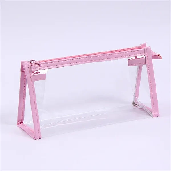 Triangular Base Transparent PVC Waterproof Pencil Pouch