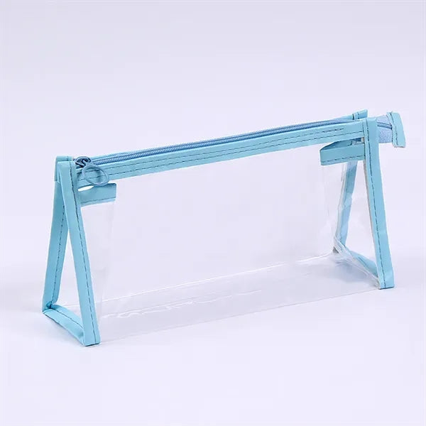 Triangular Base Transparent PVC Waterproof Pencil Pouch
