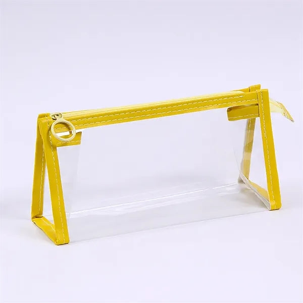 Triangular Base Transparent PVC Waterproof Pencil Pouch