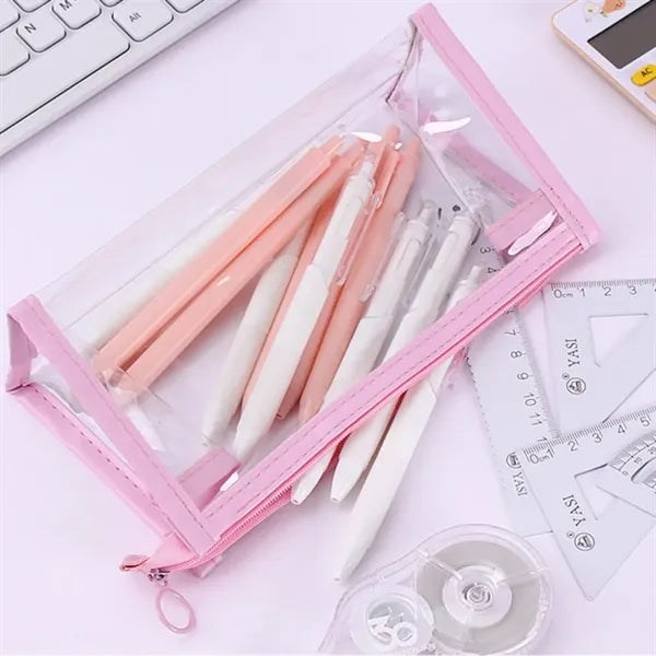 Triangular Base Transparent PVC Waterproof Pencil Pouch