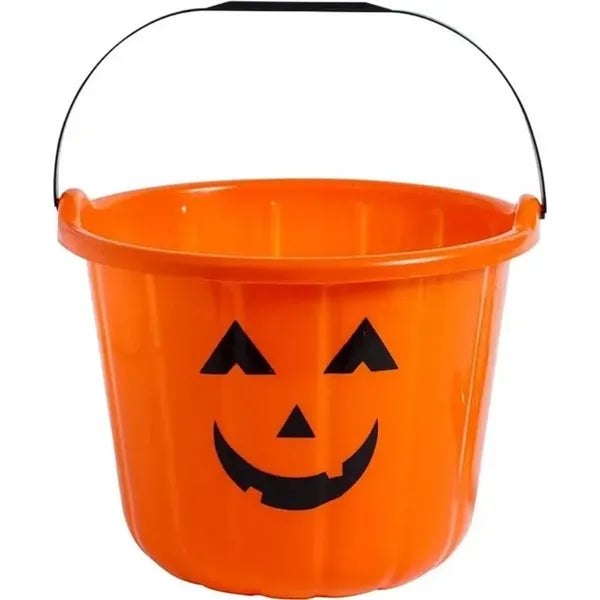 Halloween Plastic Candy Pails Pumpkin Bucket w/ Handle