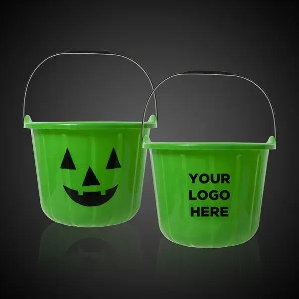 Halloween Plastic Candy Pails Pumpkin Bucket w/ Handle