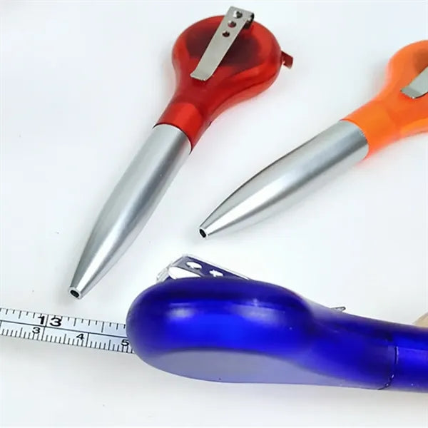Plastic Ballpoint Pen with Retractable Tape Measure