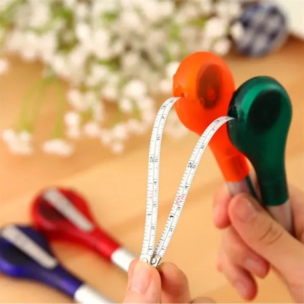 Plastic Ballpoint Pen with Retractable Tape Measure