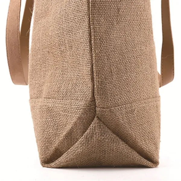 Jute Tote Bag With Leather Handles