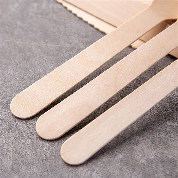 Disposable 6.5" Natural Birchwood Wooden Knives