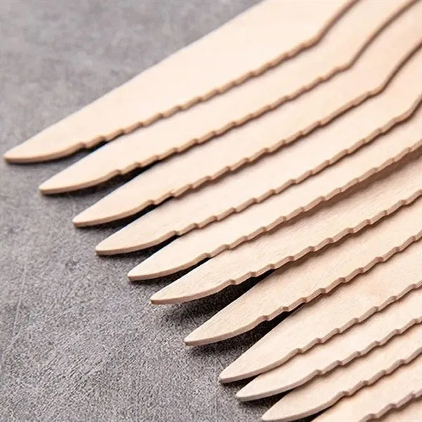 Disposable 6.5" Natural Birchwood Wooden Knives