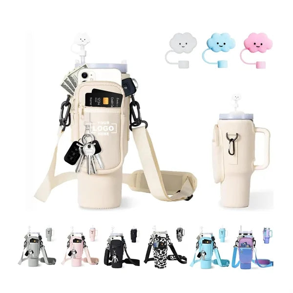 Water Bottle Carrier Bag with Phone Pocket for 40oz Tumbler