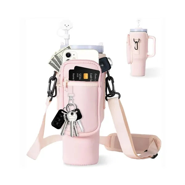 Water Bottle Carrier Bag with Phone Pocket for 40oz Tumbler