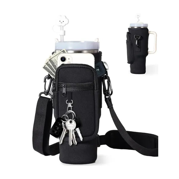 Water Bottle Carrier Bag with Phone Pocket for 40oz Tumbler