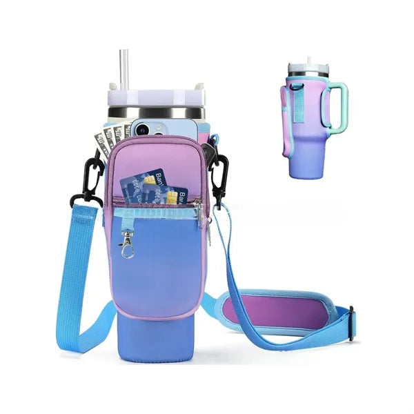 Water Bottle Carrier Bag with Phone Pocket for 40oz Tumbler