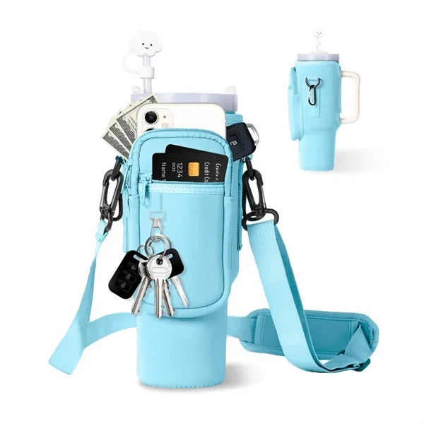 Water Bottle Carrier Bag with Phone Pocket for 40oz Tumbler