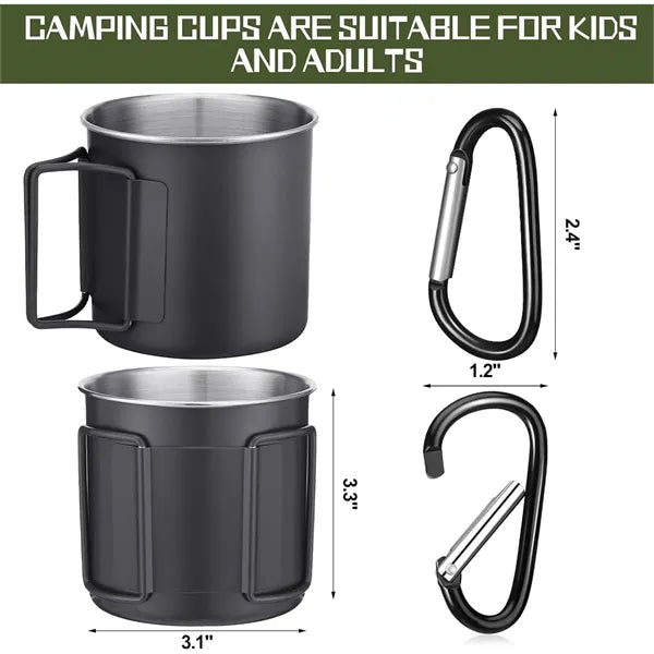 12oz Camping Mugs with Folding Handles