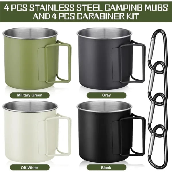 12oz Camping Mugs with Folding Handles