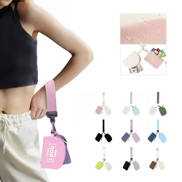 Portable Dual Pouch Wristlet Keychain Wallet With Zipper