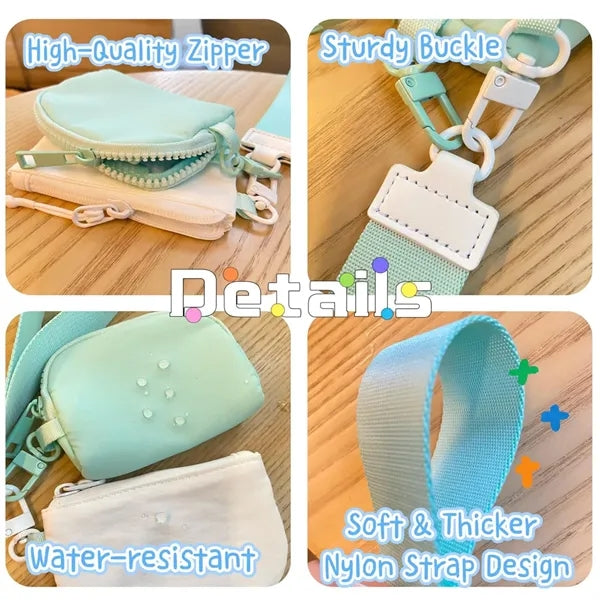 Portable Dual Pouch Wristlet Keychain Wallet With Zipper