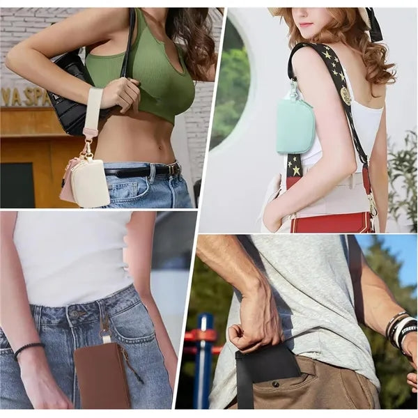 Portable Dual Pouch Wristlet Keychain Wallet With Zipper