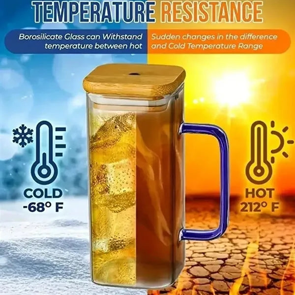 Clear Square Glass Mug With Lid