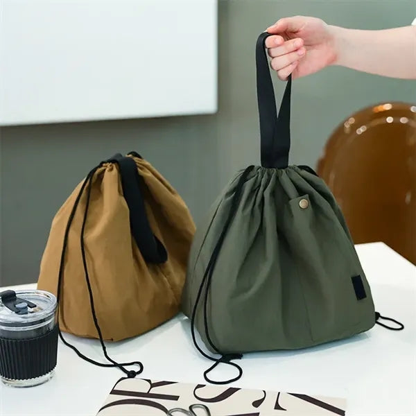 Canvas Drawstring Bag Insulated Lunch Tote