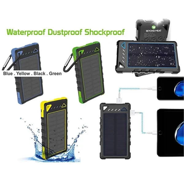 10,000 mAh Dual-USB Waterproof Solar Power Bank Charger