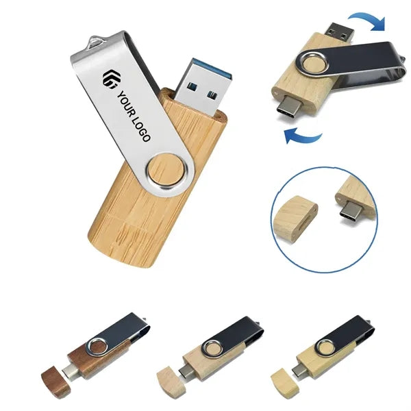 Portable practical wooden rotating memory USB flash drive