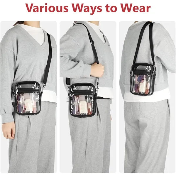 Clear PVC Stadium Approved Crossbody Purse Messenger Bag
