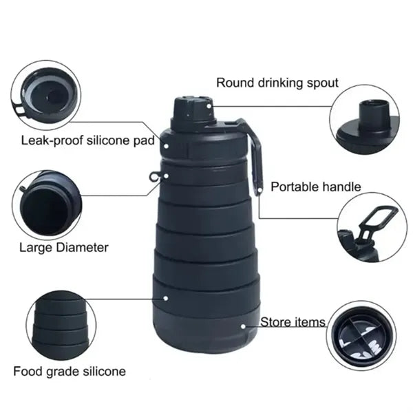 25 Oz Foldable Silicone Collapsible Storage Water Bottle