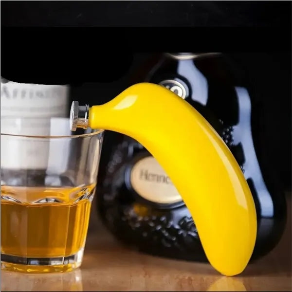 5oz Stainless Steel Banana Shaped Hip Flask